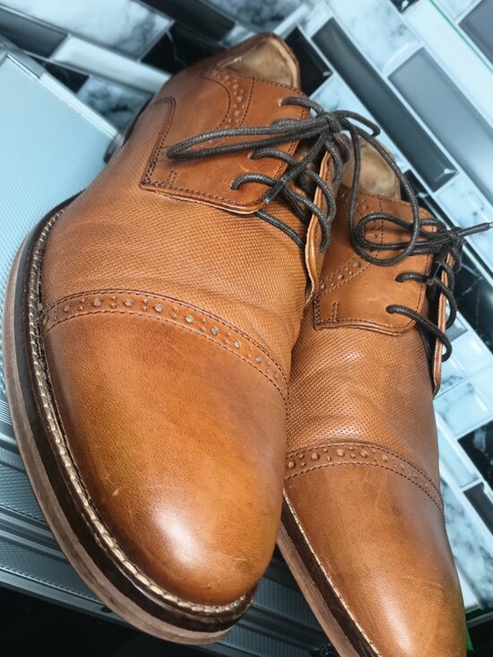 Johnston & Murphy Melton Mens US 10.5 Dress Shoes Tan Calf Skin Leather Cap Toe main image 7
